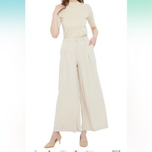 Tronjori Women High Waist Casual Wide Leg Palazzo Pants Trousers size XS Short